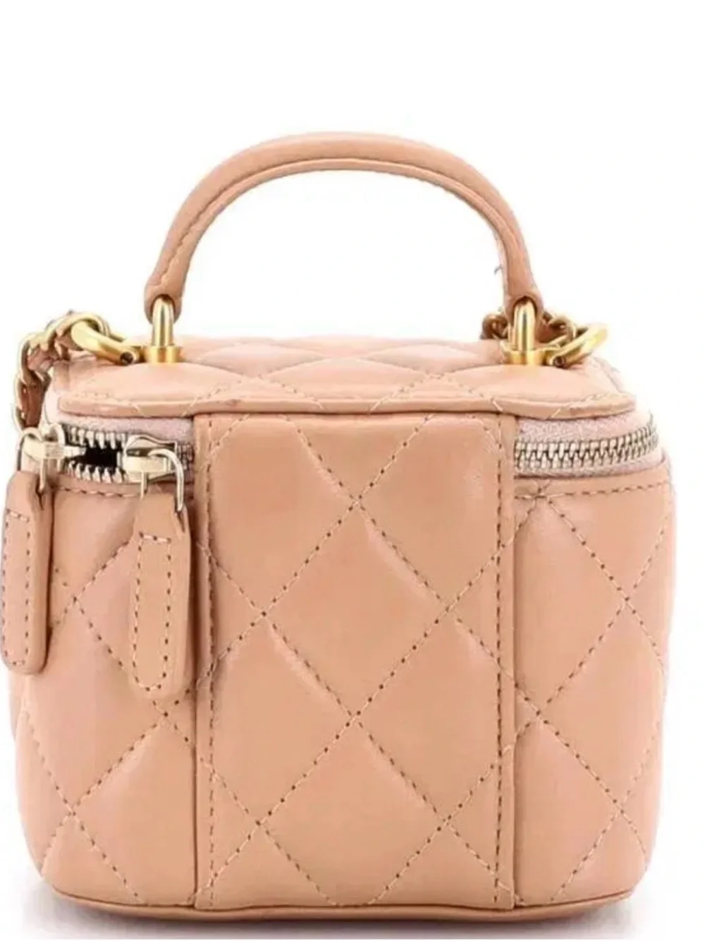 CHANEL 2023 Quilted Mini Vanity Bag - Nude Pink with Gold Hardware